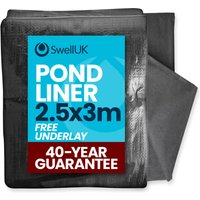 Swell UK HDPE Pond Liner with Underlay 40 Year Guarantee - Black / 2.5x3m