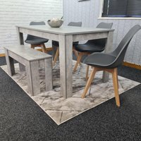Stone Effect Dining Table with 4 Chairs and Bench - Stone Grey / MDFLeatherPlastic