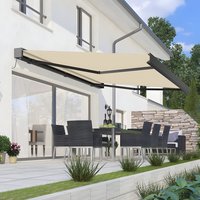 Deluxe Wireless Remote Full Cassette Electric 2.5m Awning With Lights - Ivory