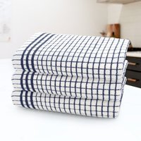 Set of 3 Woven Check Easy Care Tea Towels - Blue