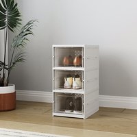 Multi Tier Folding Shoe Storage Box - White / 54cm
