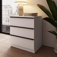 FWStyle Matt White 3 Chest of Drawers Bottom Runners Ripple Effect - White