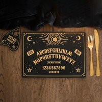 Celestial Talking Board Placemat And Coaster Set - Black