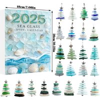 Acrylic Sea-Glass Christmas Tree Ornament Countdown Calendar - Blue