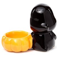 Ceramic Skull Boy Tea Light Candle Holder - Black & Orange