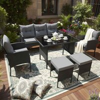 BIRCHTREE 7-Seater Rattan Furniture Set - Black