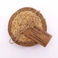 Natural Jute Cotton Coasters Set of Four Rustic Table Protectors - Brown