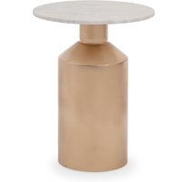 Amira Marble Top Gold Base Side Table. - Gold