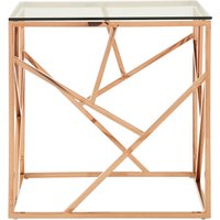 Allure Rose Gold Geometric End Table - Gold