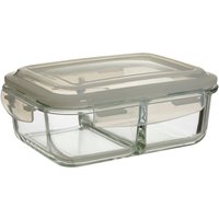 Freska 2 Section Rectangular Glass Container With Lid 1040 ml - Transparent