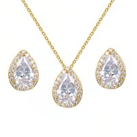 Teardrop Necklace And Earrings Set - Gold