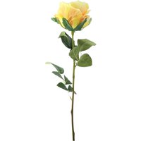 Single Stem Silk Garden Rose - H35cm - Lemon