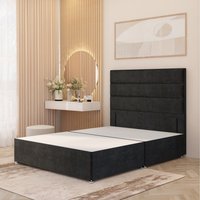 Horizona Velvet Divan Bed Base with 54" Floor Standing Headboard and Drawers - Black / Small Single / 0
