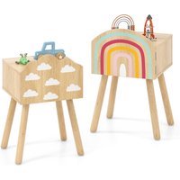Set of 2 Kids Nightstand - Brown