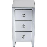 Mirrored Nightstand Silver Mini Drawer Mirrored End Tables Bedside Table - Silver