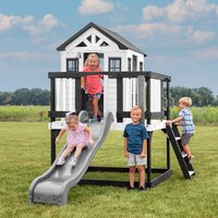 Backyard Discovery Sweetwater Heights Elevated Cedar Wooden Playhouse with Slide - White