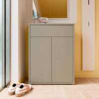 Alice Springs Shoe Cabinet with 2 Doors Push-Open & 1 Drawer Push-Open in Light Grey - Taupe