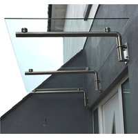 MonsterShop Glass Door Canopy And Brackets, 180 x 80cm - Silver
