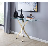 Leonardo Glass and Gold Metal Console Table - Yellow