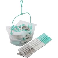 JVL Plastic Peg Basket with 72 Extra Strong Pegs - Clear