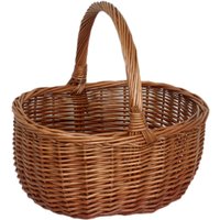 Double Steamed Oval Shopping Basket - Brown / White Cotton Lining