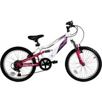 Basis Princess Girls 20In Dual Suspension MTB - White & Pink