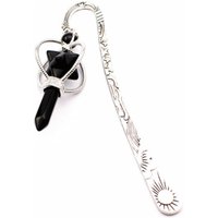 Crystal Pillar Pendant Bookmark - Black
