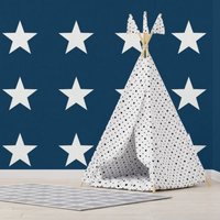Star Wallpaper Navy White (32.1ft x 21in) - Navy/White