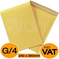 240 x 350mm Gold Yellow Padded Envelopes 100 Pack - Gold