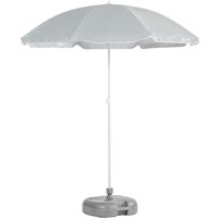 Harbour Housewares, Metal Beach Parasol And Base Set - Grey/Grey Harbour Housewares, Metal Beach Parasol And Base Set - Grey/Grey