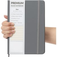 A5 Hardback Lined Notebook Ruled Notepad Notes Journal - Grey