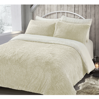 Alaska Cream Thermal Plush Fluffy Faux Fur Duvet Set - Cream / King