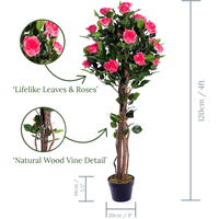 Best Artificial 4ft - 120cm Pink Rose Flower Tree - Pink