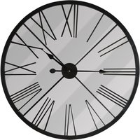 Large Metal Oversized Roman Numerals Wall Clock - Silver / 70cm / 11cm