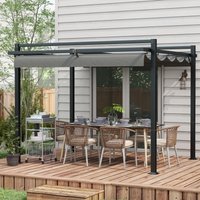 Outsunny Retractable Pergola Canopy with Aluminium Frame - Dark Grey / AluminiumPolyester