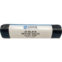 Pack of 20 Refuse Sacks Flat Top 50L - Black