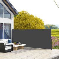 Outsunny Side Awning Retractable, Garden Privacy Screen, 400x180cm, Black - Black