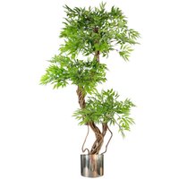 Leaf Realistic Artificial Japanese Fruticosa Ficus Tree - Green and Silver / 140cm / 60cm