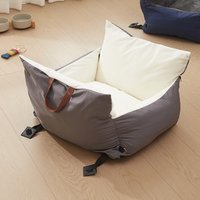 Luxury Plush Car Pet Bed with Adjustable Straps - Dark Grey