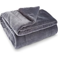 Martex Plush Lux Polyester Charcoal Grey Blanket - Charcoal Grey