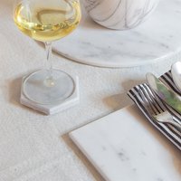 6x Rectangle Marble Placemats - 30cm x 20cm - White