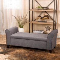 Ottoman Window Bench Seat Grey Upholstered Modern Storage - Grey