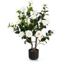 Artificial Camellia Tree Fake Floral Plants - White