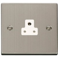 Stainless Steel 1 Gang 2A Round Pin Socket - White