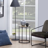 Seaford Round Side Table - Oak and Black