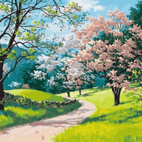 Cherry Blossom Trail Paint by Numbers - Multi