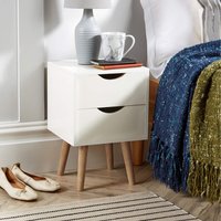 Home Source Boden 2 Drawer Bedside Table Bedroom Storage Unit - White