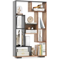 120cm Tall Bookshelf Geometric Bookcase - Black