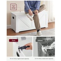 VASAGLE Storage Bench with Safety Hinges and A Lid - White