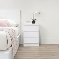 Oslo 3 Drawer Bedside - White
